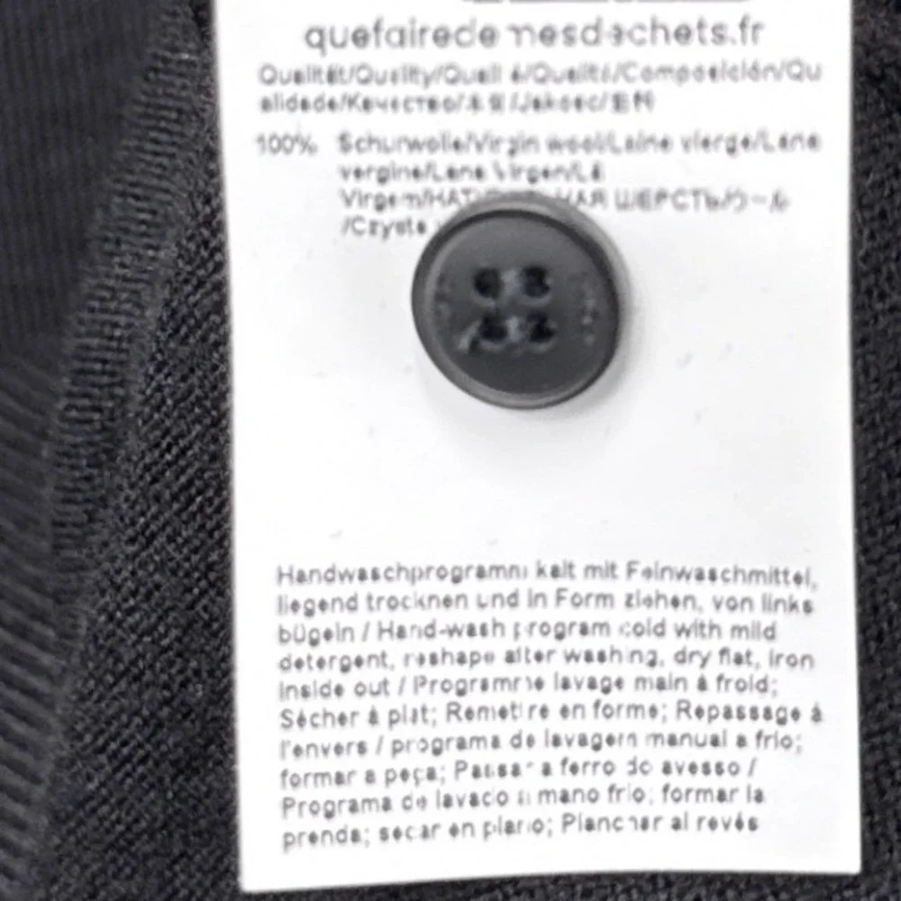 Hugo Boss Polo Sweater XL Black 100% Virgin Wool Long Sleeve Knit Logo